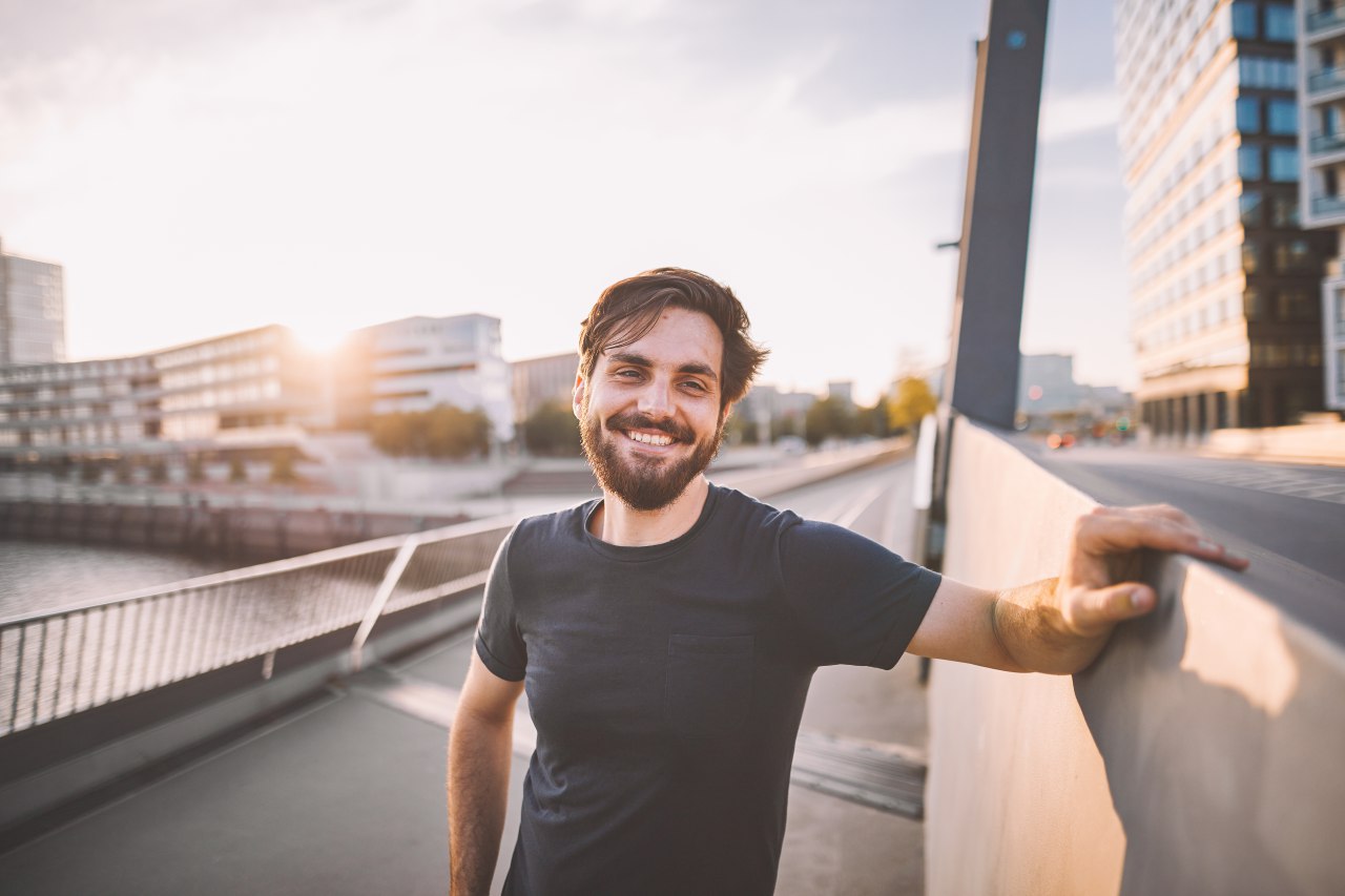 Jakob Teuffel on bridge smiling