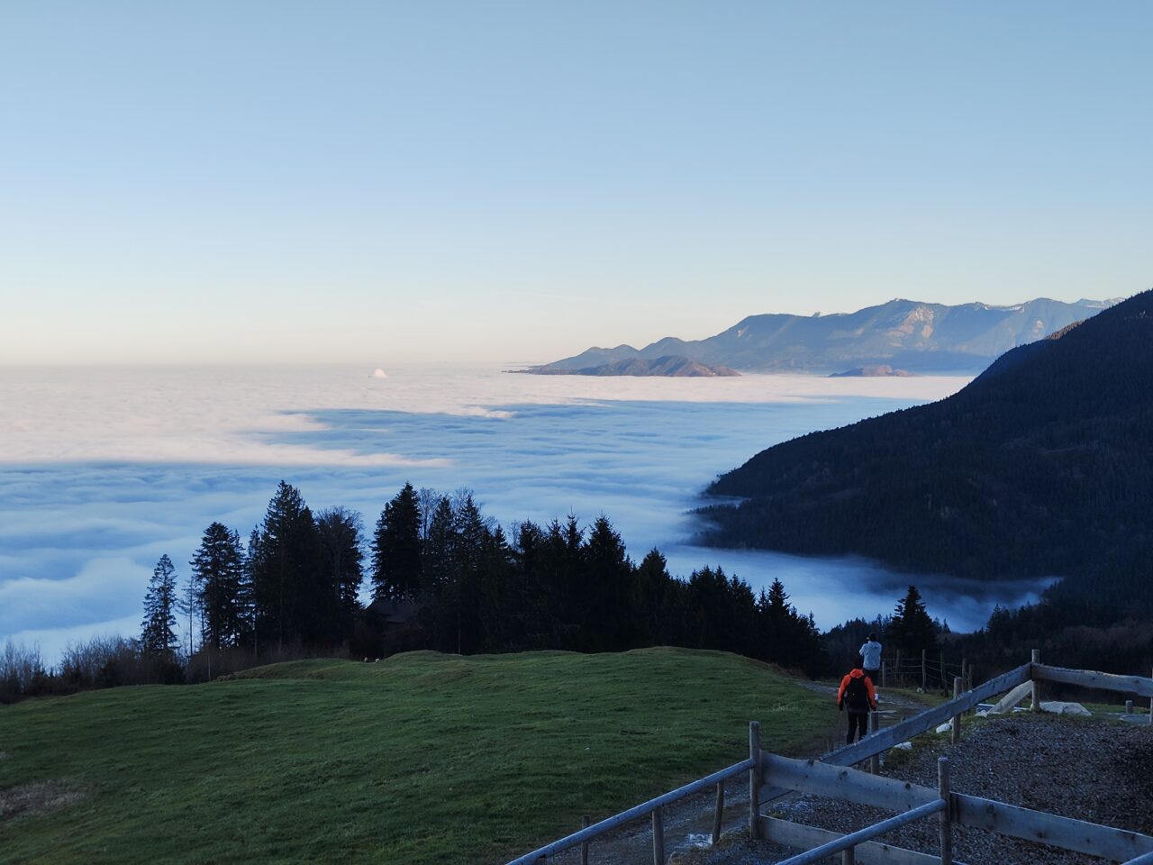 Inversion clouds covering valley till horizon