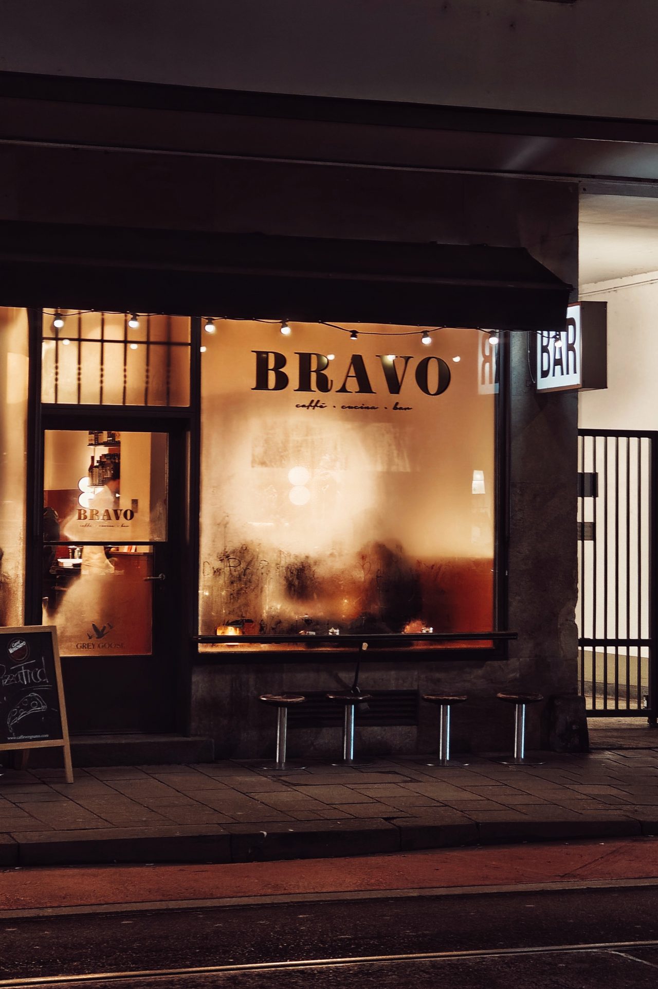 Fogged window of a Bar