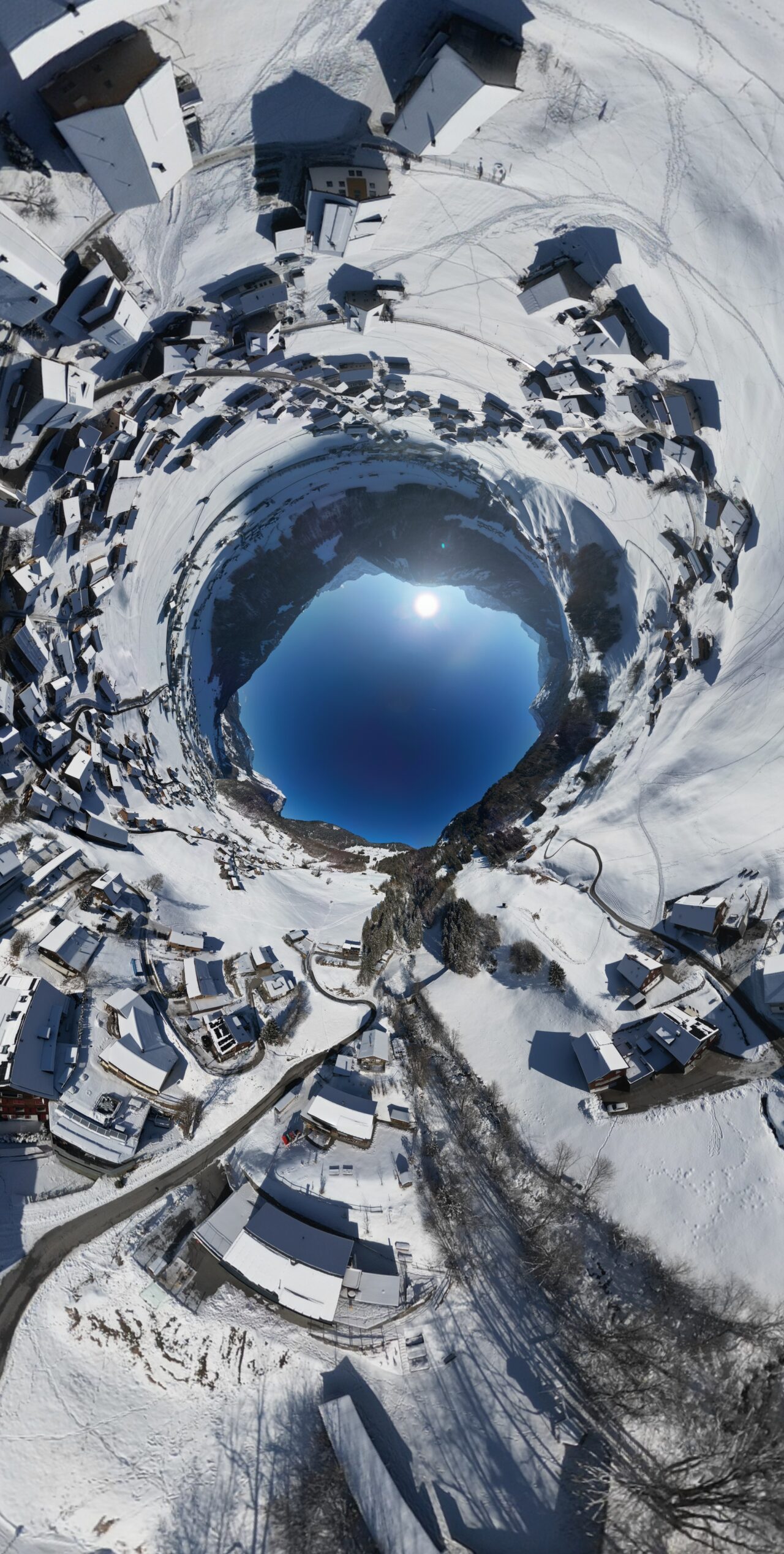 Spherical Panorama of winter village