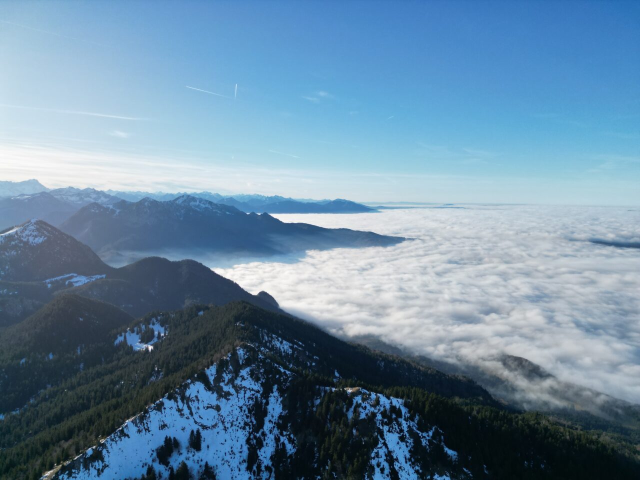 Inversion clouds covering valley